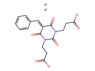 Barbituric acid, 1,3-bis(2-carboxyethyl)-5-benzylidene-, dipotassium salt structure