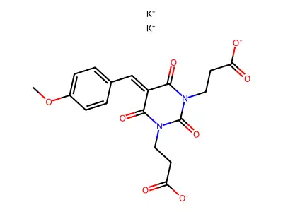 1,3-Pyrimidinedipropionic acid, hexahydro-5-(p-methoxybenzylidene)-2,4,6-trioxo-, dipotassium salt structure