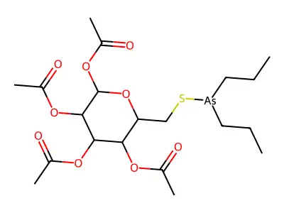 1,2,3,4-Tetra-O-acetyl-6-S-(dipropylarsanyl)-6-thiohexopyranose structure