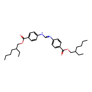 Benzoic acid, 4-[[[[4-[[(2-ethylhexyl)oxy]carbonyl]phenyl]amino]methylene]amino]-, 2-ethylhexyl ester structure