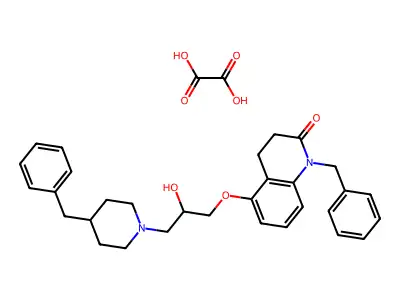 1-Benzyl-5-(2-hydroxy-(4-benzyl-1-piperidyl)propoxy)-3,4-dihydrocarbostyril monooxalate structure