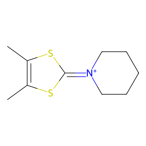 1-(4,5-Dimethyl-1,3-dithiol-2-ylidene)piperidin-1-ium structure