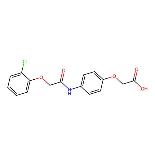 (4-{[(2-Chlorophenoxy)acetyl]amino}phenoxy)acetic acid structure