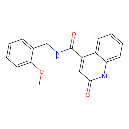 2-hydroxy-N-(2-methoxybenzyl)quinoline-4-carboxamide structure