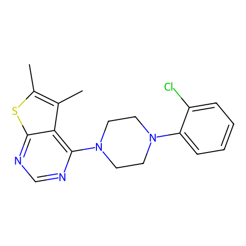 4-[4-(2-Chlorophenyl)piperazin-1-yl]-5,6-dimethylthieno[2,3-d]pyrimidine structure