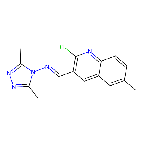 1-(2-chloro-6-methylquinolin-3-yl)-N-(3,5-dimethyl-1,2,4-triazol-4-yl)methanimine structure
