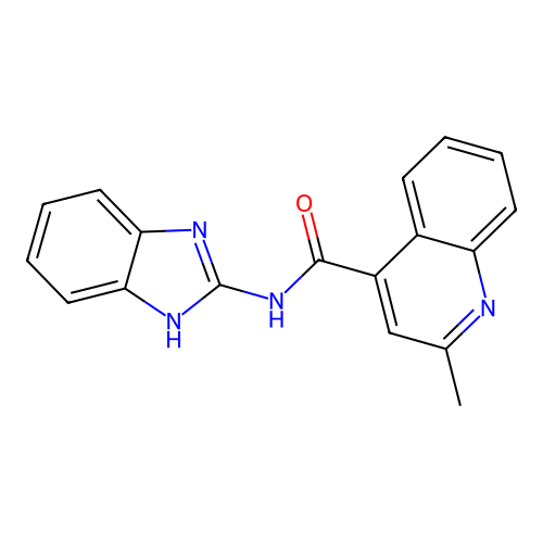 N-(1H-benzo[d]imidazol-2-yl)-2-methylquinoline-4-carboxamide structure