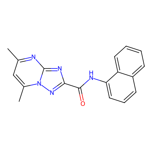 5,7-dimethyl-N-(naphthalen-1-yl)[1,2,4]triazolo[1,5-a]pyrimidine-2-carboxamide structure