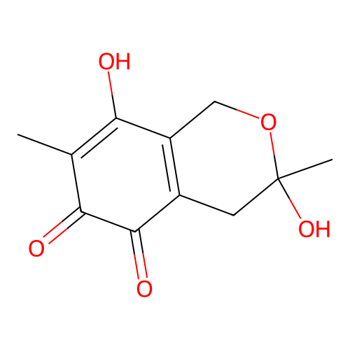 3,8-Dihydroxy-3,7-dimethyl-1,4-dihydroisochromene-5,6-dione structure