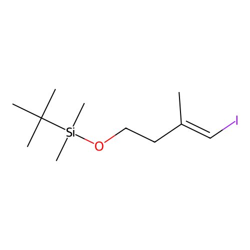 Silane, (1,1-dimethylethyl)(((3E)-4-iodo-3-methyl-3-buten-1-yl)oxy)dimethyl- structure