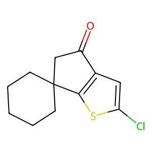 2-chloro-5,6-dihydrospiro(4H-cyclopenta[b]thiophene-6,1'-cyclohexane)-4-one structure