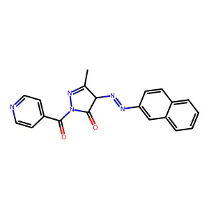 2-isonicotinoyl-5-methyl-4-(2-naphthyldiazenyl)-2,4-dihydro-3H-pyrazol-3-one structure