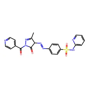 4-[[3-methyl-5-oxo-1-(pyridine-4-carbonyl)-4H-pyrazol-4-yl]diazenyl]-N-pyridin-2-ylbenzenesulfonamide structure