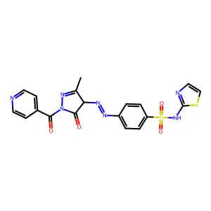 4-[[3-methyl-5-oxo-1-(pyridine-4-carbonyl)-4H-pyrazol-4-yl]diazenyl]-N-(1,3-thiazol-2-yl)benzenesulfonamide structure