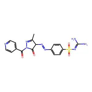 2-[4-[[3-methyl-5-oxo-1-(pyridine-4-carbonyl)-4H-pyrazol-4-yl]diazenyl]phenyl]sulfonylguanidine structure