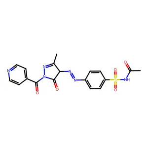 N-((4-((E)-(1-Isonicotinoyl-3-methyl-5-oxo-4,5-dihydro-1H-pyrazol-4-yl)diazenyl)phenyl)sulfonyl)acetamide structure