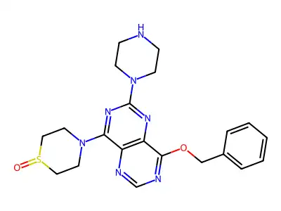 8-Benzyloxy-4-(1-oxido-thiomorpholino)-2-piperazino-pyrimido(5,4-d)pyrimidine structure