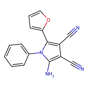 2-amino-5-(furan-2-yl)-1-phenyl-1H-pyrrole-3,4-dicarbonitrile structure