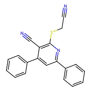 2-[(Cyanomethyl)sulfanyl]-4,6-diphenylnicotinonitrile structure