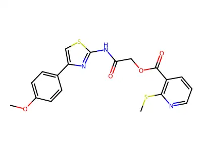 [2-[[4-(4-methoxyphenyl)-1,3-thiazol-2-yl]amino]-2-oxoethyl] 2-methylsulfanylpyridine-3-carboxylate structure