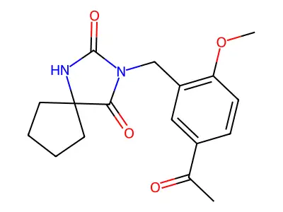3-[(5-Acetyl-2-methoxyphenyl)methyl]-1,3-diazaspiro[4.4]nonane-2,4-dione structure