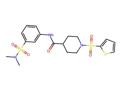 N-[3-(dimethylsulfamoyl)phenyl]-1-thiophen-2-ylsulfonylpiperidine-4-carboxamide structure