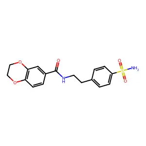N-[2-(4-sulfamoylphenyl)ethyl]-2,3-dihydro-1,4-benzodioxine-6-carboxamide structure