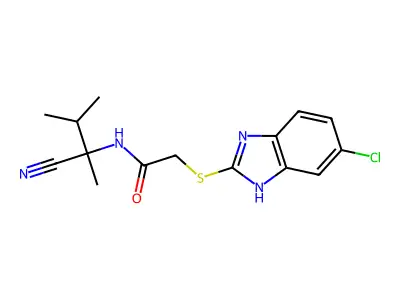 2-[(5-chloro-1h-1,3-benzodiazol-2-yl)sulfanyl]-n-(1-cyano-1,2-dimethylpropyl)acetamide structure