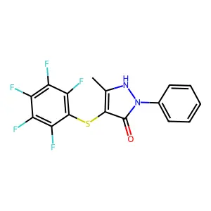 3-methyl-4-((perfluorophenyl)thio)-1-phenyl-1H-pyrazol-5-ol structure