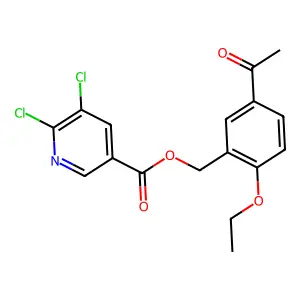 (5-Acetyl-2-ethoxyphenyl)methyl 5,6-dichloropyridine-3-carboxylate structure