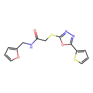 N-(furan-2-ylmethyl)-2-[(5-thiophen-2-yl-1,3,4-oxadiazol-2-yl)sulfanyl]acetamide structure
