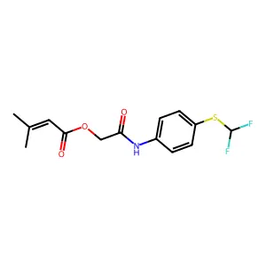 [2-[4-(Difluoromethylsulfanyl)anilino]-2-oxoethyl] 3-methylbut-2-enoate structure