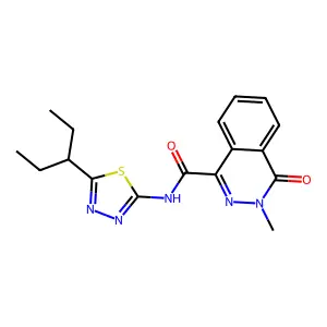 3-methyl-4-oxo-N-(5-pentan-3-yl-1,3,4-thiadiazol-2-yl)phthalazine-1-carboxamide structure