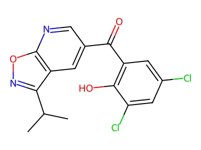 2,4-Dichloro-6-[3-(propan-2-yl)-[1,2]oxazolo[5,4-b]pyridine-5-carbonyl]phenol structure