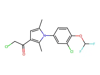 2-chloro-1-{1-[3-chloro-4-(difluoromethoxy)phenyl]-2,5-dimethyl-1H-pyrrol-3-yl}ethan-1-one structure