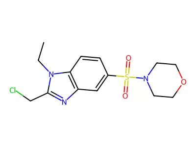 2-(chloromethyl)-1-ethyl-5-(morpholine-4-sulfonyl)-1H-1,3-benzodiazole structure