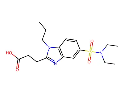3-[5-(diethylsulfamoyl)-1-propyl-1H-1,3-benzodiazol-2-yl]propanoic acid structure