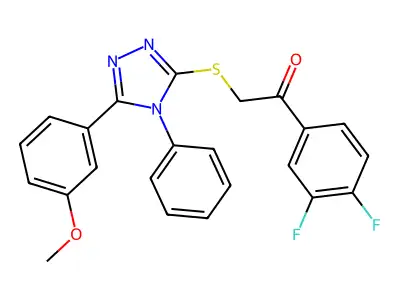 1-(3,4-difluorophenyl)-2-[[5-(3-methoxyphenyl)-4-phenyl-1,2,4-triazol-3-yl]sulfanyl]ethanone structure