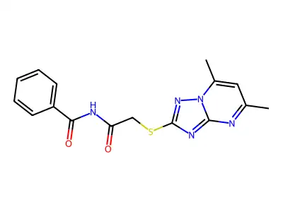 N-[2-[(5,7-dimethyl-[1,2,4]triazolo[1,5-a]pyrimidin-2-yl)sulfanyl]acetyl]benzamide structure