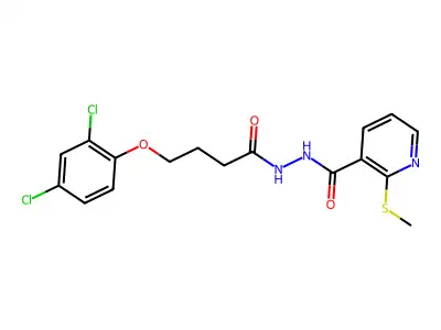 4-(2,4-dichlorophenoxy)-N'-[2-(methylsulfanyl)pyridine-3-carbonyl]butanehydrazide structure