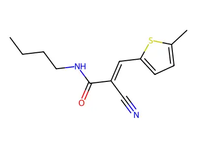 N-butyl-2-cyano-3-(5-methylthiophen-2-yl)prop-2-enamide structure