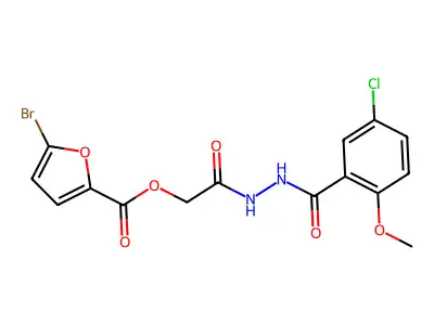 [2-[2-(5-chloro-2-methoxybenzoyl)hydrazinyl]-2-oxoethyl] 5-bromofuran-2-carboxylate structure