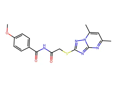 N-[2-[(5,7-dimethyl-[1,2,4]triazolo[1,5-a]pyrimidin-2-yl)sulfanyl]acetyl]-4-methoxybenzamide structure