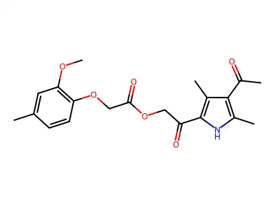 [2-(4-acetyl-3,5-dimethyl-1H-pyrrol-2-yl)-2-oxoethyl] 2-(2-methoxy-4-methylphenoxy)acetate structure