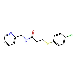 3-(4-chlorophenyl)sulfanyl-N-(pyridin-2-ylmethyl)propanamide structure