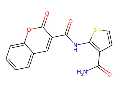 N-(3-carbamoylthiophen-2-yl)-2-oxo-2H-chromene-3-carboxamide structure
