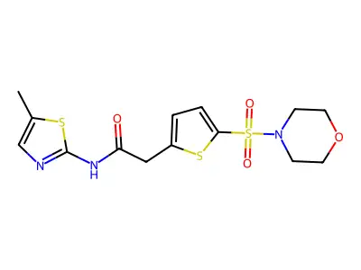 N-(5-methyl-1,3-thiazol-2-yl)-2-(5-morpholin-4-ylsulfonylthiophen-2-yl)acetamide structure