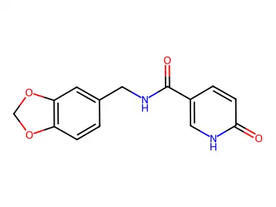 N-[(2H-1,3-benzodioxol-5-yl)methyl]-6-hydroxypyridine-3-carboxamide structure