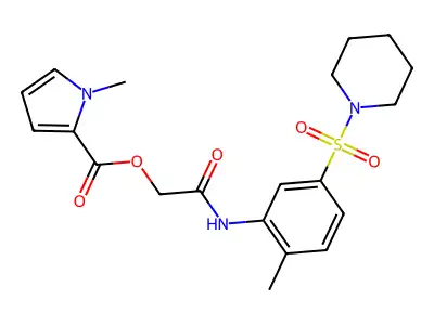 [2-(2-methyl-5-piperidin-1-ylsulfonylanilino)-2-oxoethyl] 1-methylpyrrole-2-carboxylate structure
