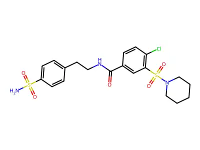 4-chloro-3-piperidin-1-ylsulfonyl-N-[2-(4-sulfamoylphenyl)ethyl]benzamide structure